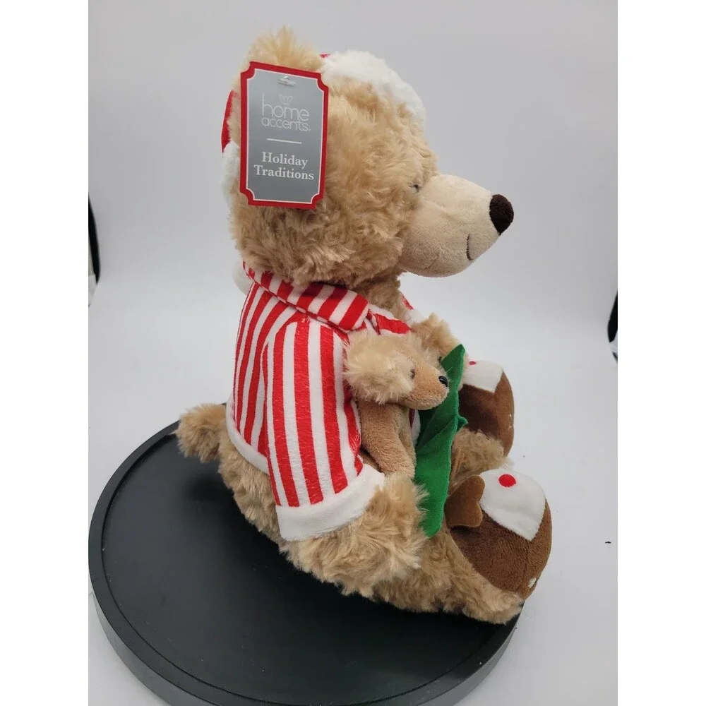 Belkie Bear 2017 Christmas Teddy Holiday Santa Hat with Felt Book Puppy 17” Tan